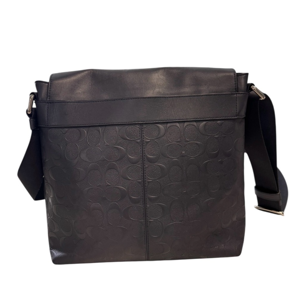 Coach Charles Messenger Bag Signature Leather Midnight Navy